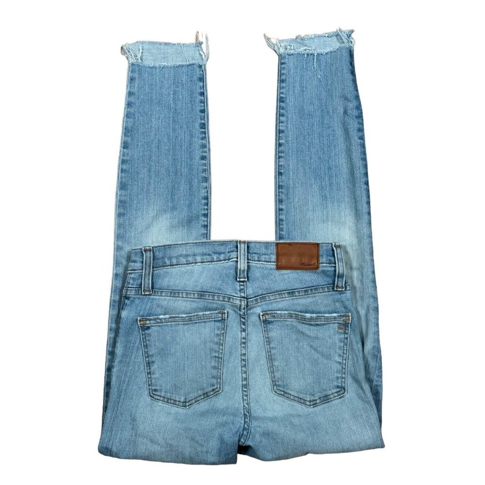 Madewell 9'' High Rise Skinny Jeans Women's Sz‎ 25 Blue Denim Distressed Leg